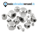 Sechskant Hutmuttern M6 50 Stück DIN 917 (niedrige Form) M3 - M18 - Kappenmuttern - A2 V2A rostfreier Edelstahl