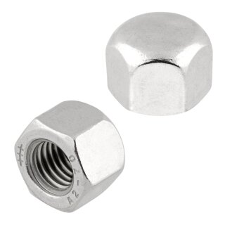 Sechskant Hutmuttern M10 50 Stück DIN 917 (niedrige Form) M3 - M18 - Kappenmuttern - A2 V2A rostfreier Edelstahl