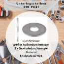 meinschraubenversand.de - Unterlegscheiben DIN 9021 (großer Außendurchmesser) M3 - M24 - ISO 7093 Beilagscheiben Karosseriescheiben A2 V2A Edelstahlscheiben M12 10