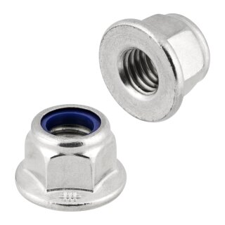 Flanschmuttern M6 50 Stück DIN 6926 (selbstsichernd) M3 - M12 - Edelstahlmuttern - Stoppmuttern - Klemmmuttern - Sechskantmuttern - Flansch - A2 V2A rostfreier Edelstahl