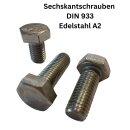Sechskantschrauben M8x20 50 Stück DIN 933 (Vollgewinde, Gewindeschrauben, Maschinenschrauben, Außensechskant, ISO 4017) A2 V2A rostfreier Edelstahl M8 x 20
