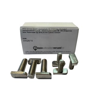 Hammerkopfschrauben M10x25 10 Stück (Vollgewinde, Solar, Photovoltaik Typ 28/15) A2 V2A rostfreier Edelstahl - M10 x 25 10