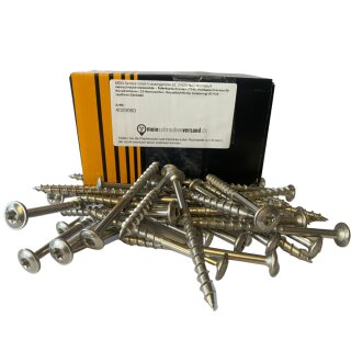 Tellerkopfschrauben 8x100 100 Stück (TX40, Holzbauschrauben für Konstruktionen, CE-Kennzeichen, Bauaufsichtlicher Zulassung) A2 V2A rostfreier Edelstahl - 8 x 100 100