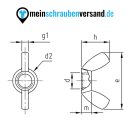 Flügelmuttern M6 10 Stück ~DIN 315 - Amerikanische Form - Edelstahl A2 v2A - Schmetterlingsmutter