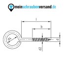 Ösenschrauben mit Holzgewinde 3,45x20 mm 25 Stück Edelstahl A2 Ringschrauben
