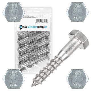 Sechskant Edelstahl Holzschrauben DIN 571 Wiener Schrauben Schlüsselschrauben Holzschrauben Edelstahlschrauben Rostfrei 6 x 45 mm 100