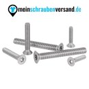 Senkkopfschrauben Torx nach ISO 14581 DIN 965 TX Senkschrauben Innensechsrund Edelstahl Vollgewindeschrauben 3 x 40 mm 50
