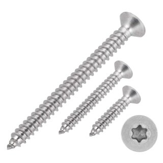 Blechschrauben Senkkopf 5,5x70 Torx Edelstahl ISO 14586 DIN 7982 Bohrspitze-selbstschneidend 5,5 x 70 mm 100 Stück 5,5 x 38 mm 25