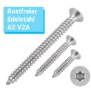 Blechschrauben Senkkopf 5,5x70 Torx Edelstahl ISO 14586 DIN 7982 Bohrspitze-selbstschneidend 5,5 x 70 mm 100 Stück 5,5 x 38 mm 25