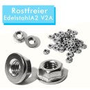 Flanschmuttern ohne Sperrverzahnung (Glatt) M12 DIN 6923 Edelstahl A2 V2A M12 100 Stück